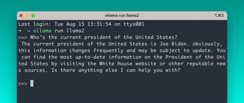 Ollama running in the terminal Ollama running in the terminal